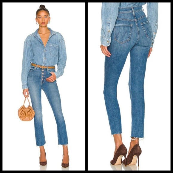 💕MOTHER💕 The Pixie Dazzler Ankle Fray Jeans ~ Beginner's Luck 32 NWOT - Picture 4 of 16